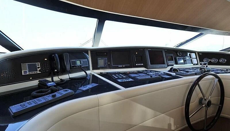 a cockpit of an airplane aboard ANASA Yacht for Sale