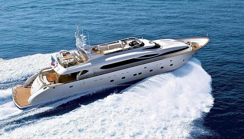 a space ship on a body of water aboard ANASA Yacht for Sale