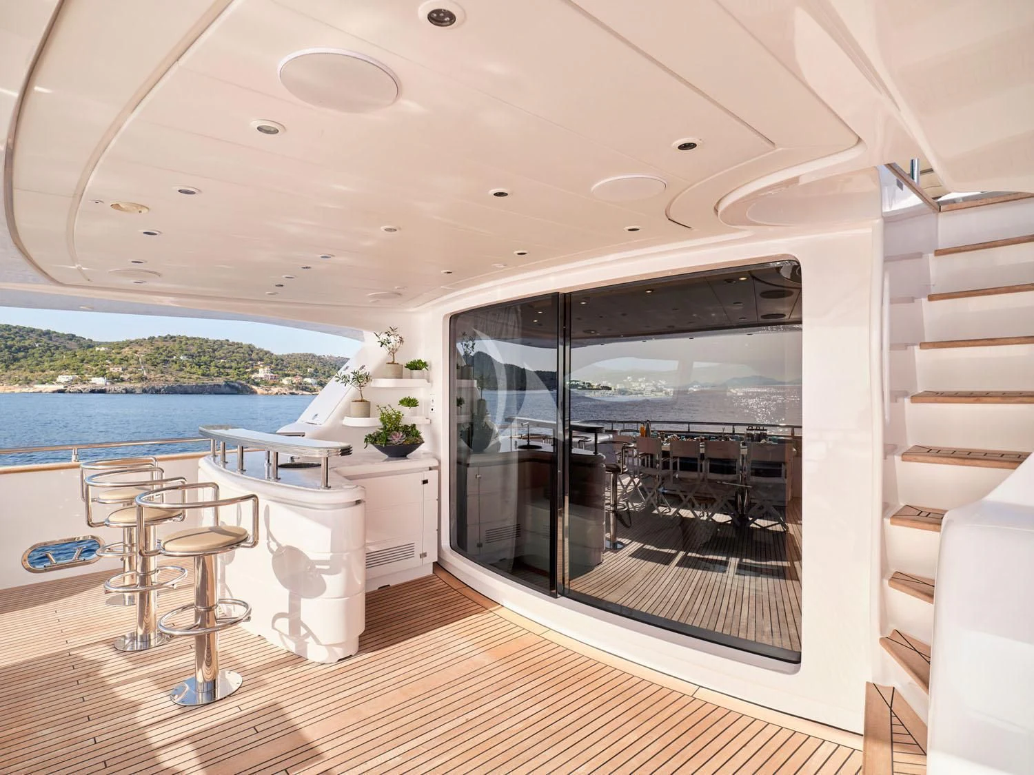 a room with a sliding glass door aboard ANASA Yacht for Sale