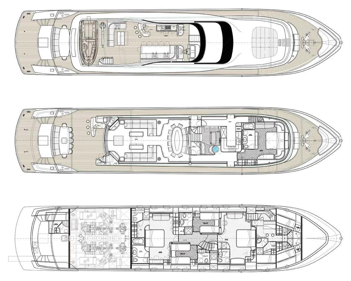 diagram, engineering drawing aboard ANASA Yacht for Sale