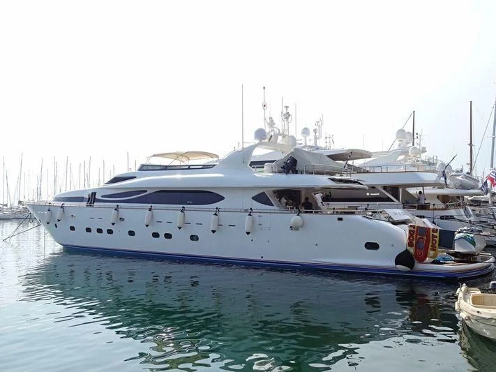 a white yacht in the water aboard ANASA Yacht for Sale