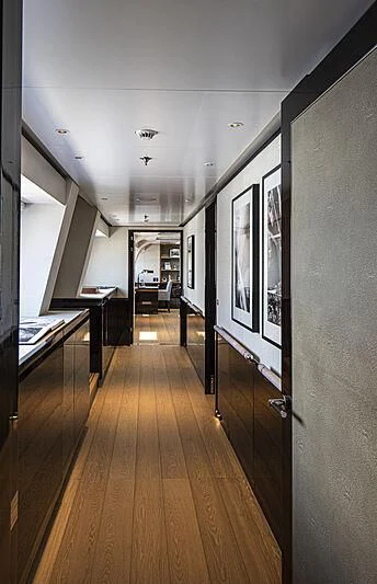 a hallway with a wood floor and a wood floor aboard M5 Yacht for Sale