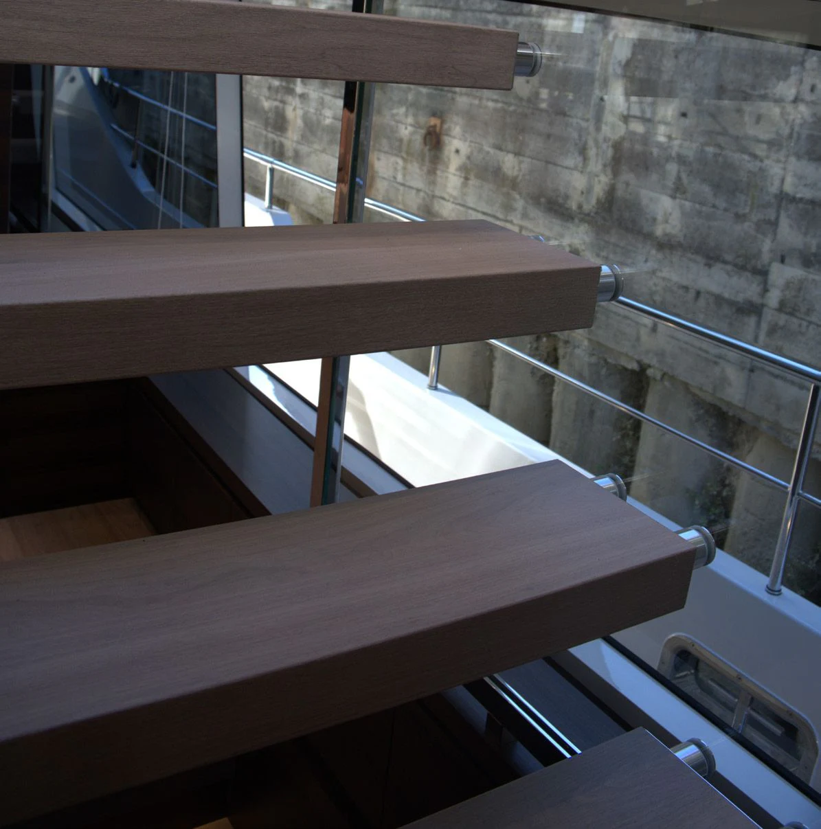 a wooden structure with a metal frame aboard QUEEN MARTINA Yacht for Sale
