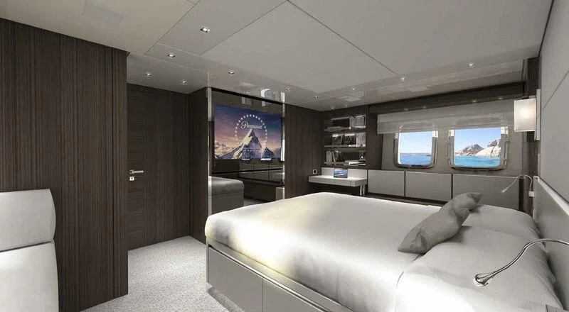 a bed in a room aboard QUEEN MARTINA Yacht for Sale