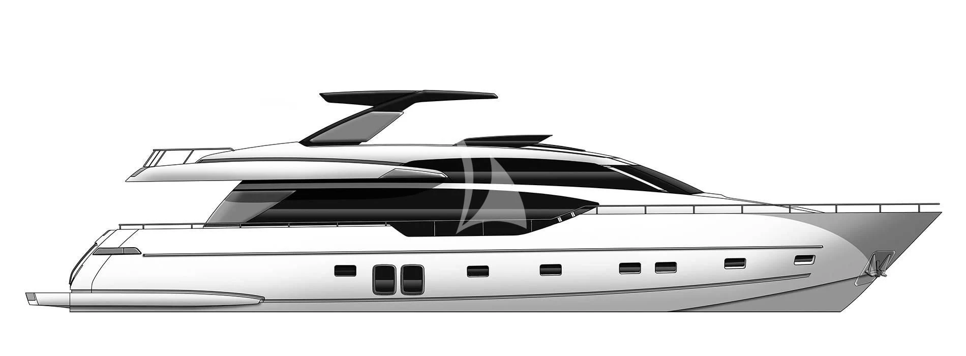 a black and white model of a car aboard QUEEN MARTINA Yacht for Sale