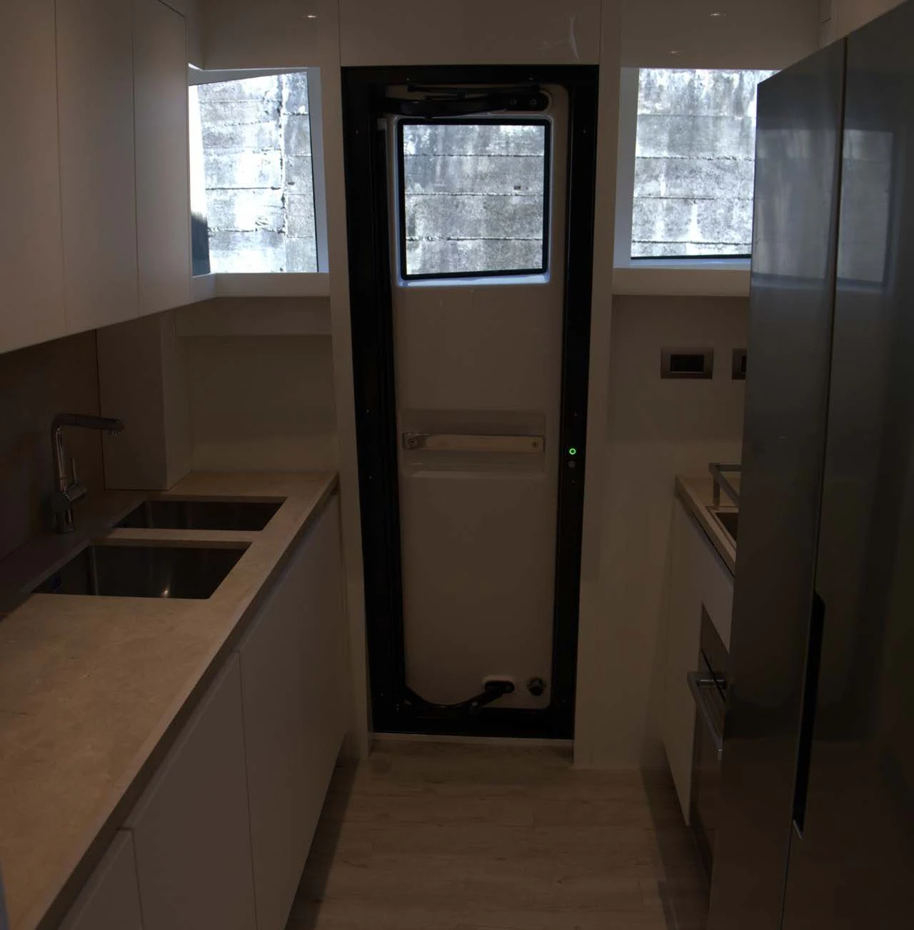 a bathroom with a sink and a shower aboard QUEEN MARTINA Yacht for Sale