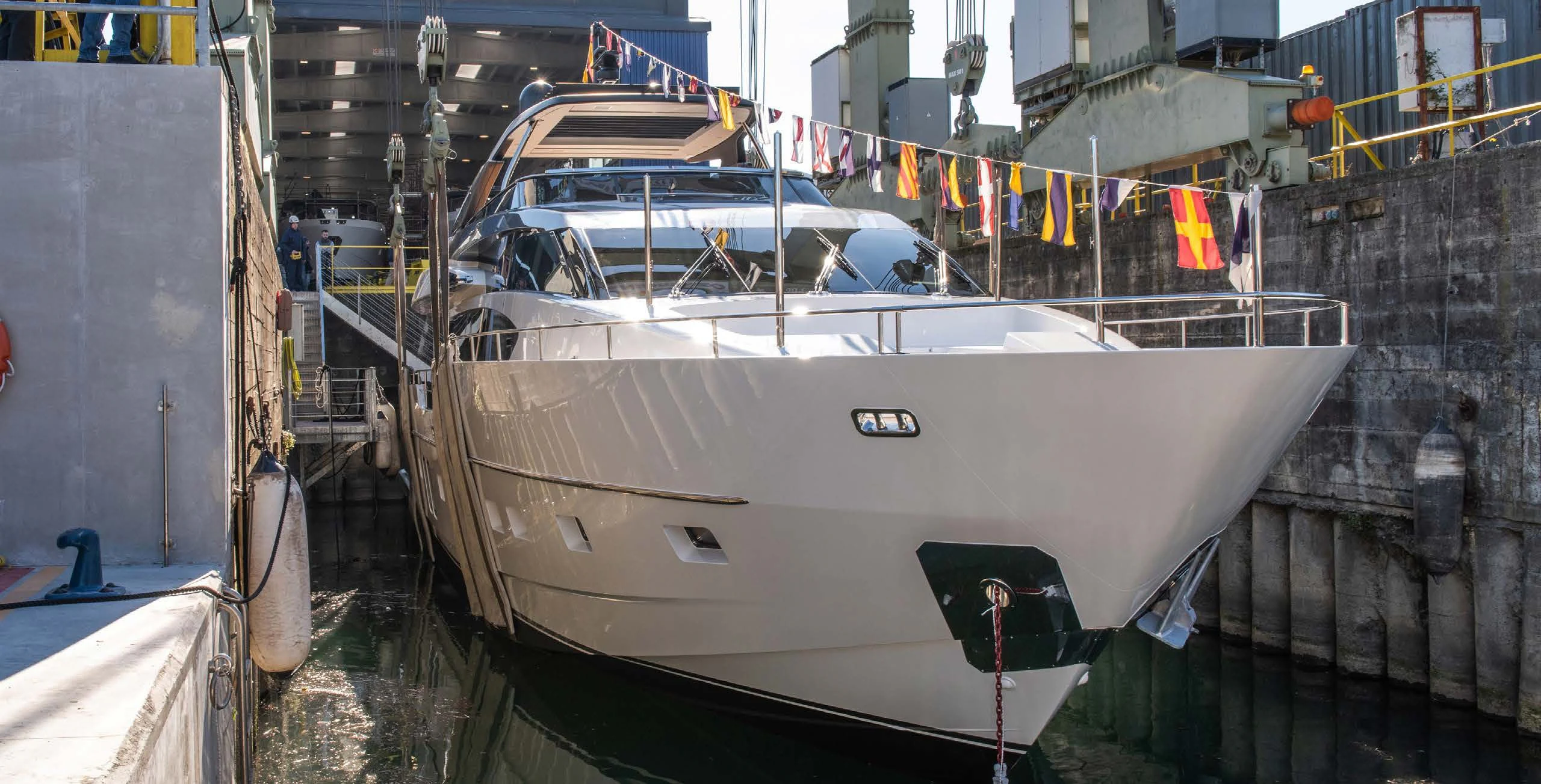 a boat docked in a harbor aboard QUEEN MARTINA Yacht for Sale
