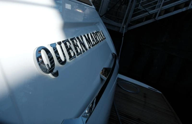 a white electric guitar aboard QUEEN MARTINA Yacht for Sale