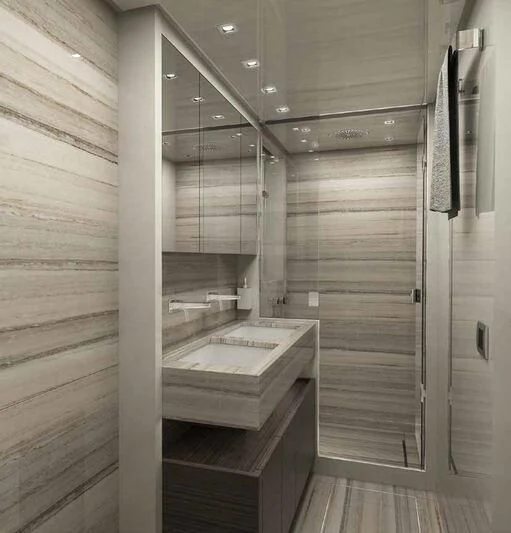 a bathroom with a large shower aboard QUEEN MARTINA Yacht for Sale