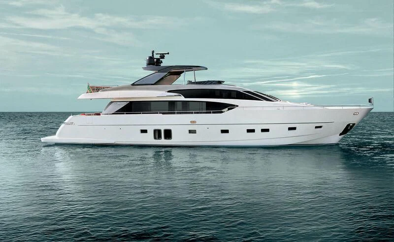 a white yacht in the water aboard QUEEN MARTINA Yacht for Sale