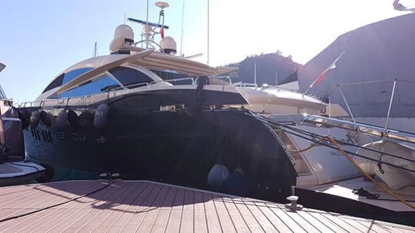 a group of boats on a dock aboard LAURA S Yacht for Sale