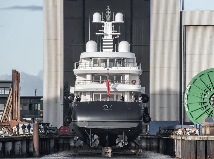 a large white ship aboard AIR Yacht for Sale