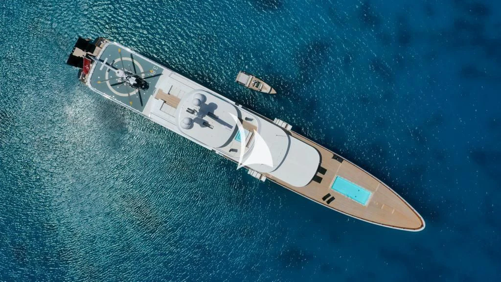 a space ship in the water aboard AIR Yacht for Sale