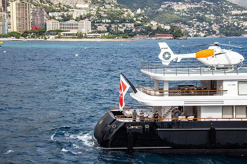 a large boat on the water aboard AIR Yacht for Sale