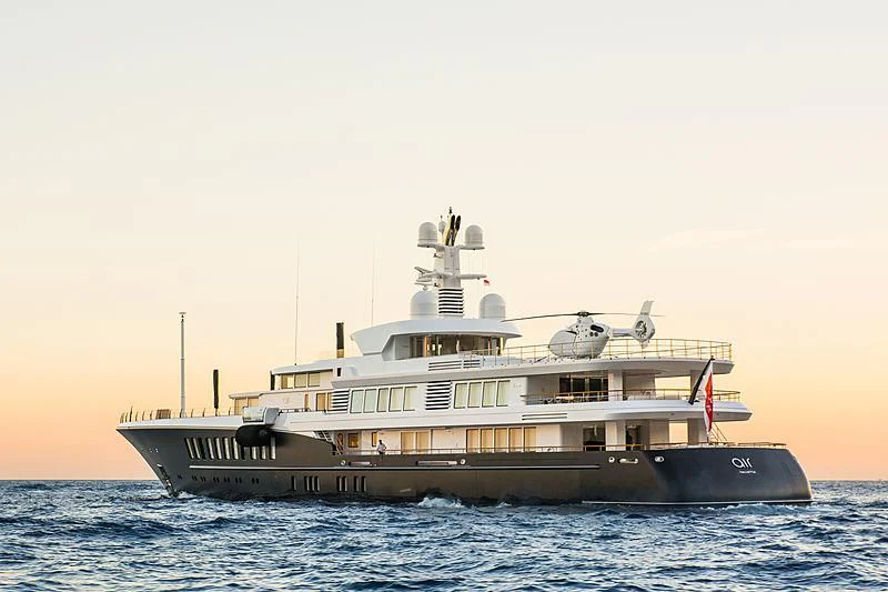 a large white boat in the water aboard AIR Yacht for Sale