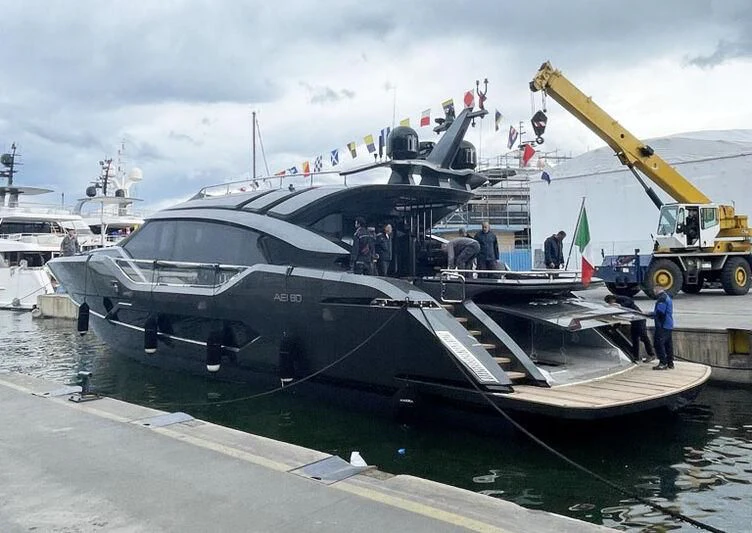 a boat docked at a dock aboard FULL MOON Yacht for Sale