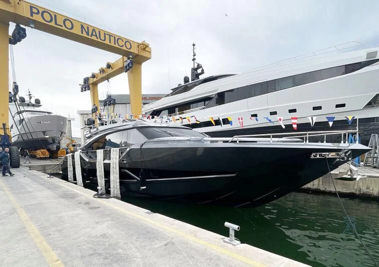 a large ship docked aboard FULL MOON Yacht for Sale
