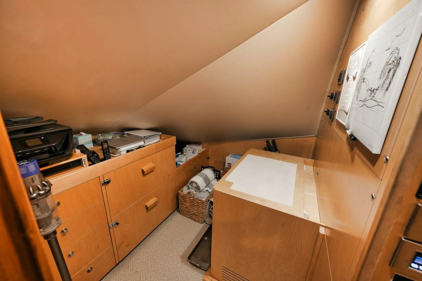 a room with a desk and a bed aboard BELLA DONNA DI Yacht for Sale