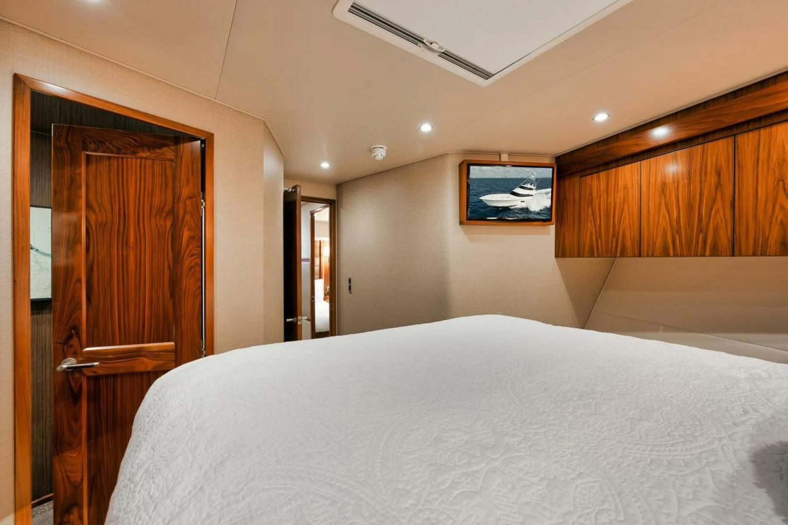 a bed in a room aboard BELLA DONNA DI Yacht for Sale