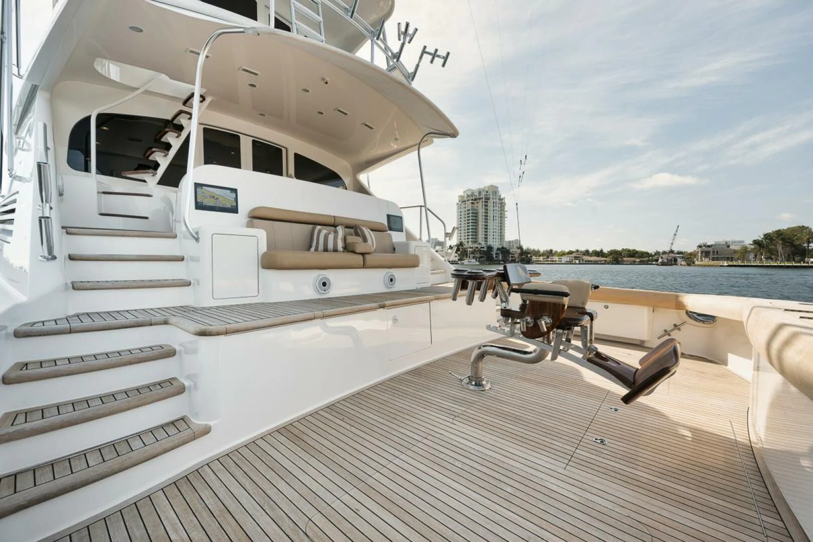 a boat on a deck aboard BELLA DONNA DI Yacht for Sale