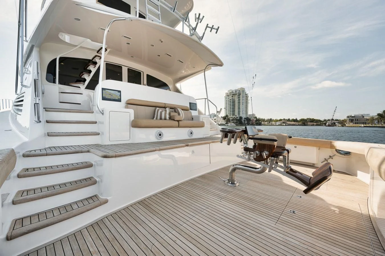 a boat on a deck aboard BELLA DONNA DI Yacht for Sale