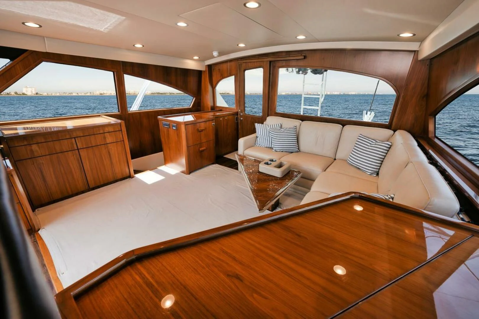 a large room with a large bed and a large window aboard BELLA DONNA DI Yacht for Sale