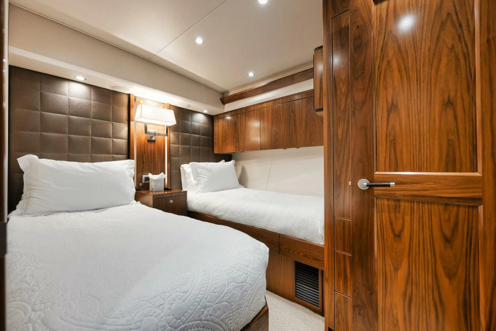 a room with two beds aboard BELLA DONNA DI Yacht for Sale