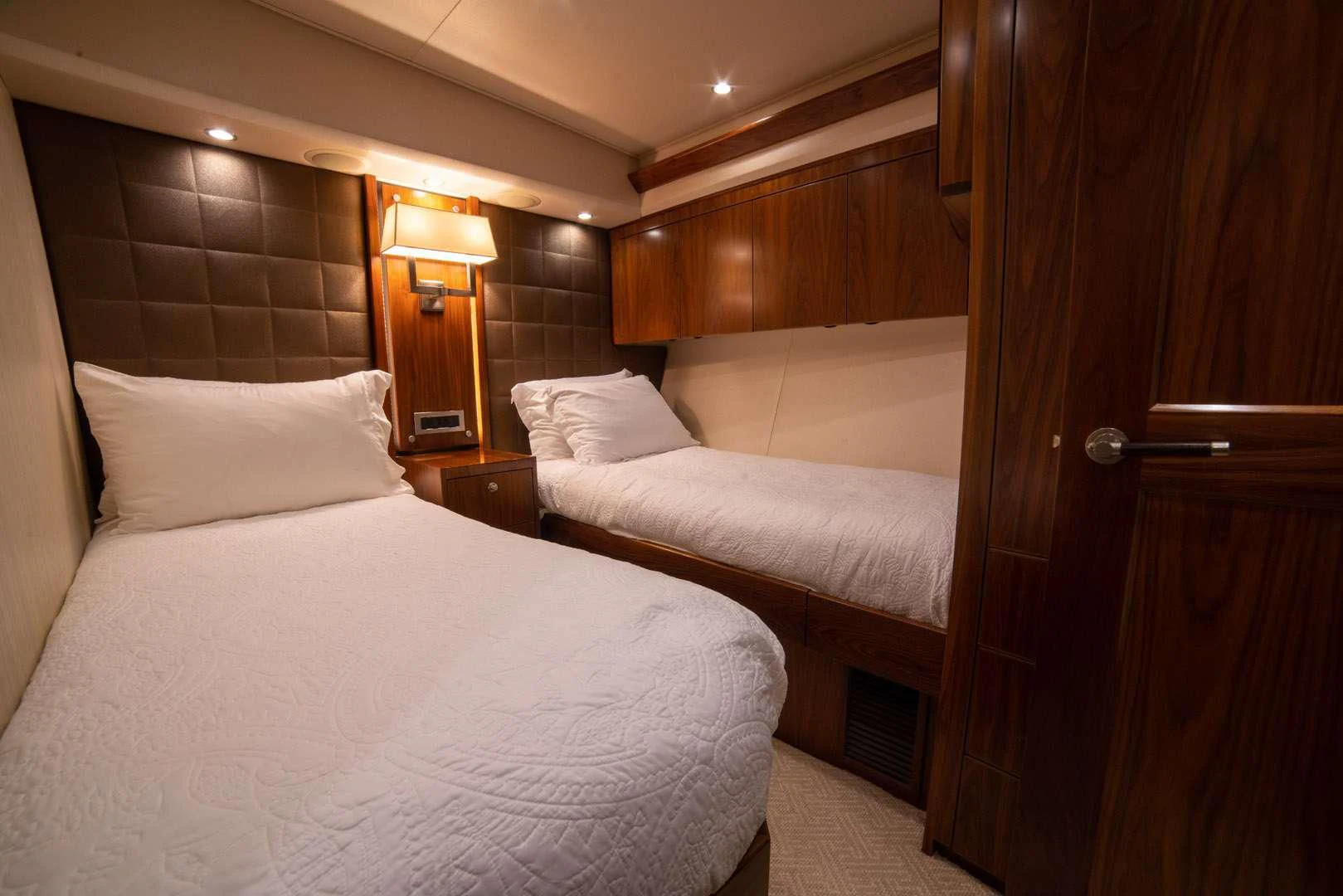 a room with two beds aboard BELLA DONNA DI Yacht for Sale