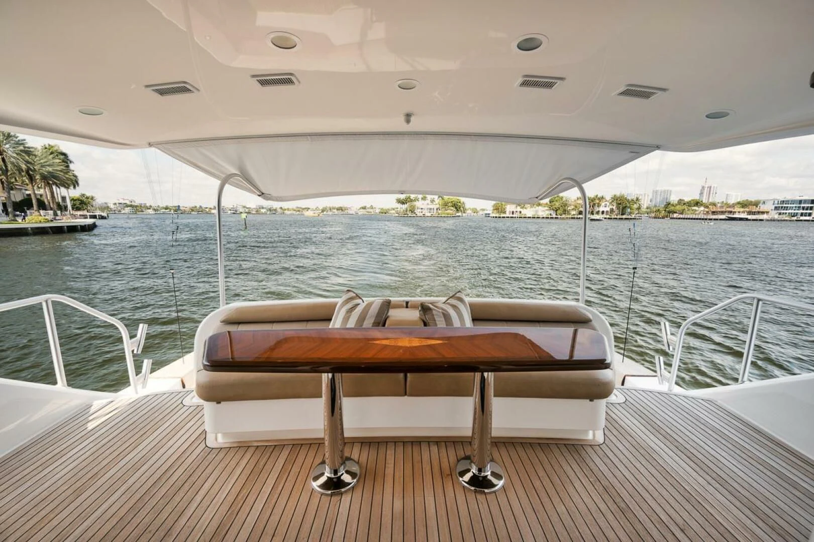 a wooden bench on a boat aboard BELLA DONNA DI Yacht for Sale