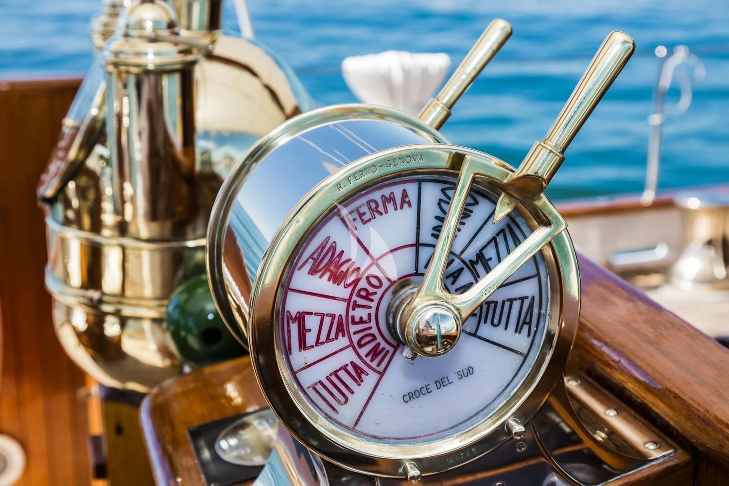 a close-up of a compass aboard CROCE DEL SUD Yacht for Sale