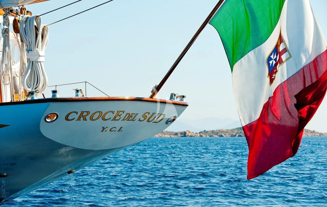 a boat on the water aboard CROCE DEL SUD Yacht for Sale