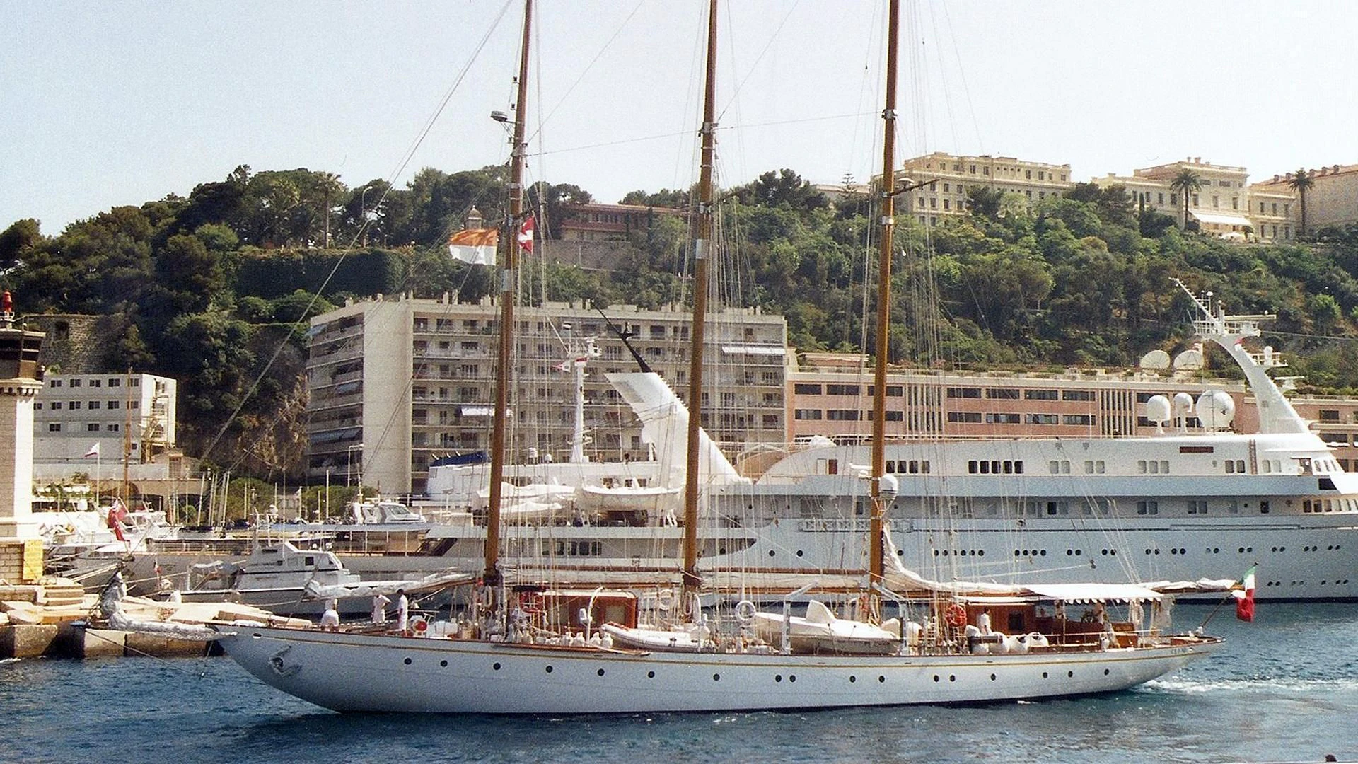 a large ship in the water aboard CROCE DEL SUD Yacht for Sale
