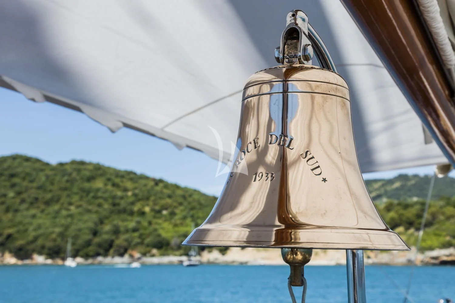 a white sailboat on water aboard CROCE DEL SUD Yacht for Sale