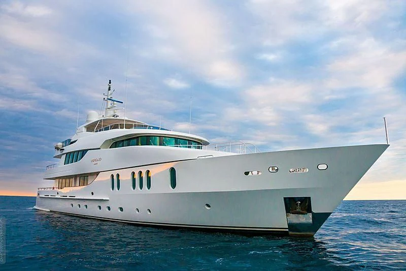 a large white boat in the water aboard GLORIA TERESA Yacht for Sale