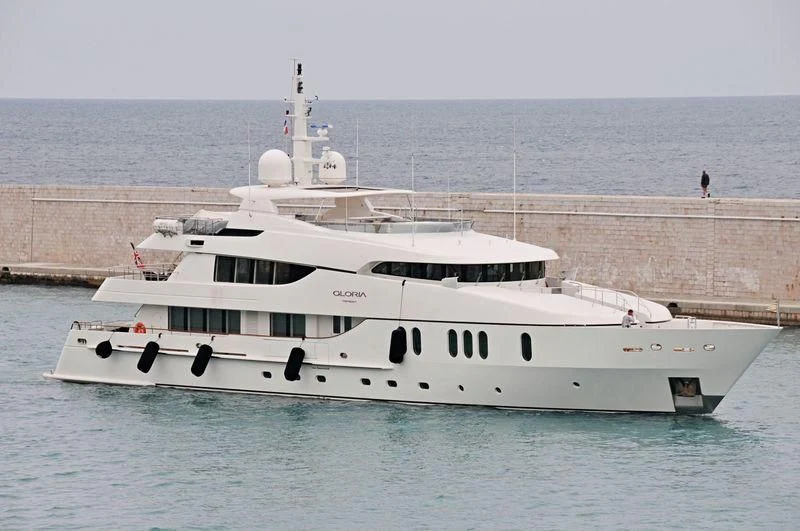 a white yacht in the water aboard GLORIA TERESA Yacht for Sale