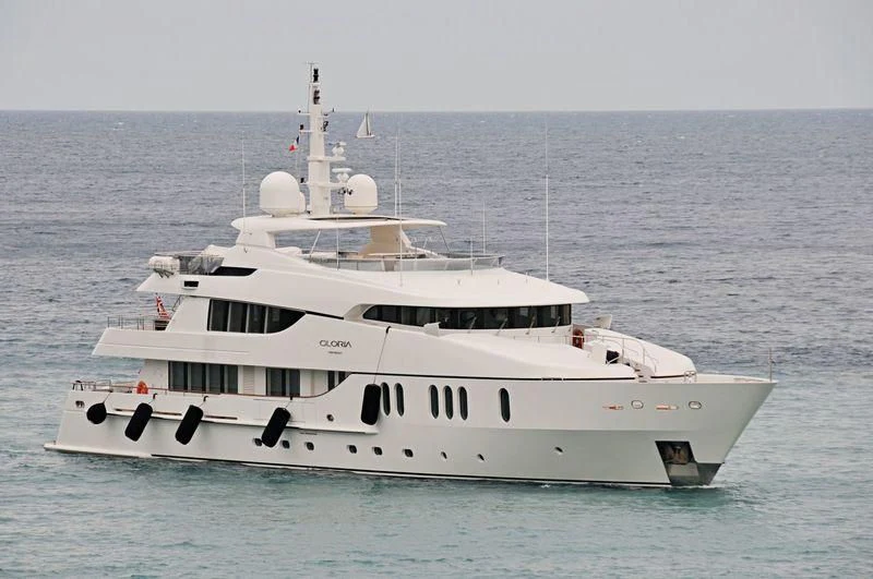 a white yacht in the water aboard GLORIA TERESA Yacht for Sale