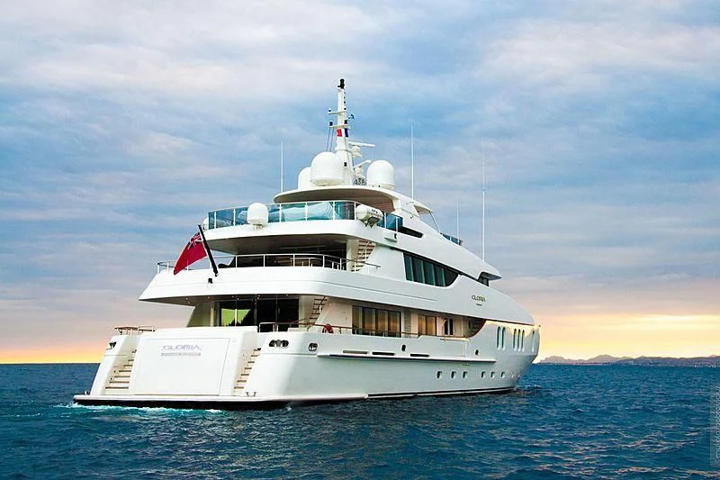 a white boat in the water aboard GLORIA TERESA Yacht for Sale