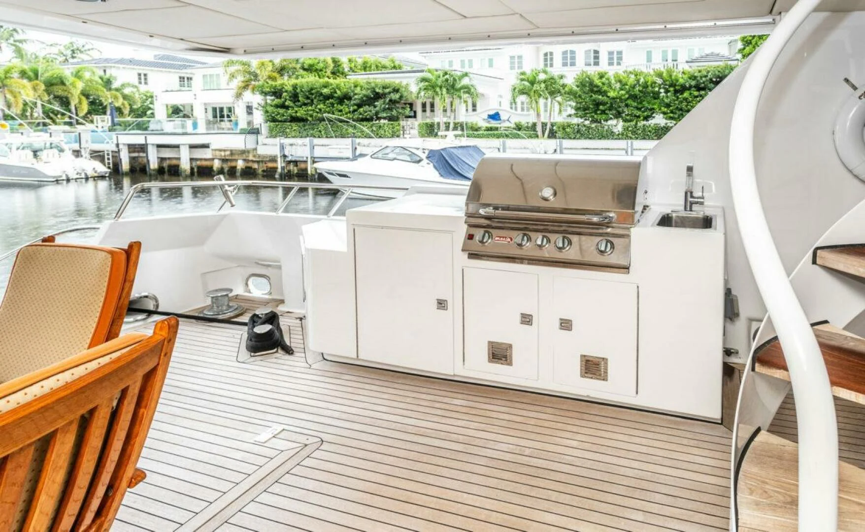 a white machine on a deck aboard LE MONTRACHET Yacht for Sale