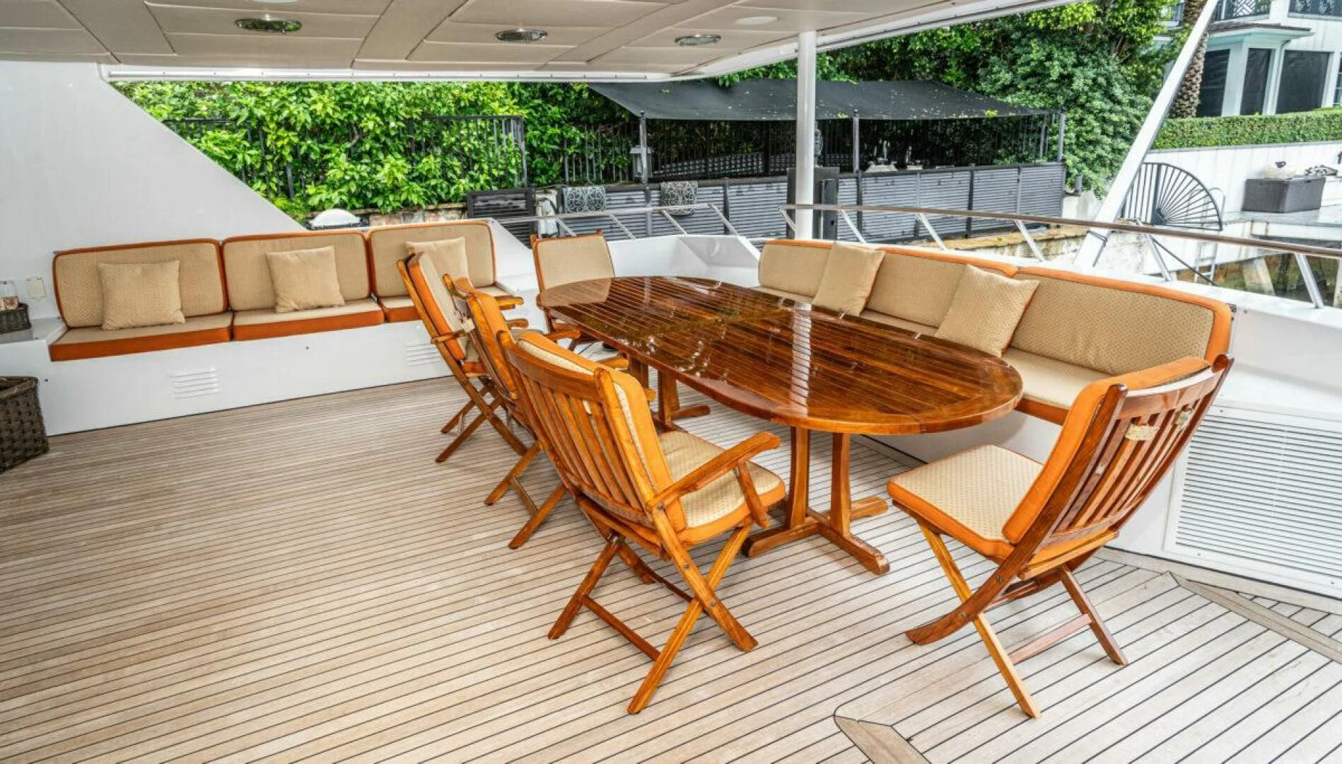 a group of chairs and tables aboard LE MONTRACHET Yacht for Sale