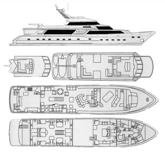diagram, engineering drawing aboard LE MONTRACHET Yacht for Sale