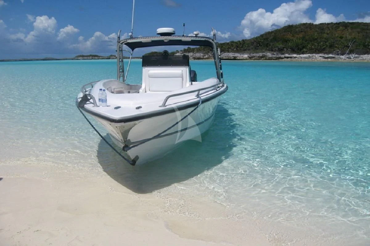 a boat on the beach aboard LE MONTRACHET Yacht for Sale