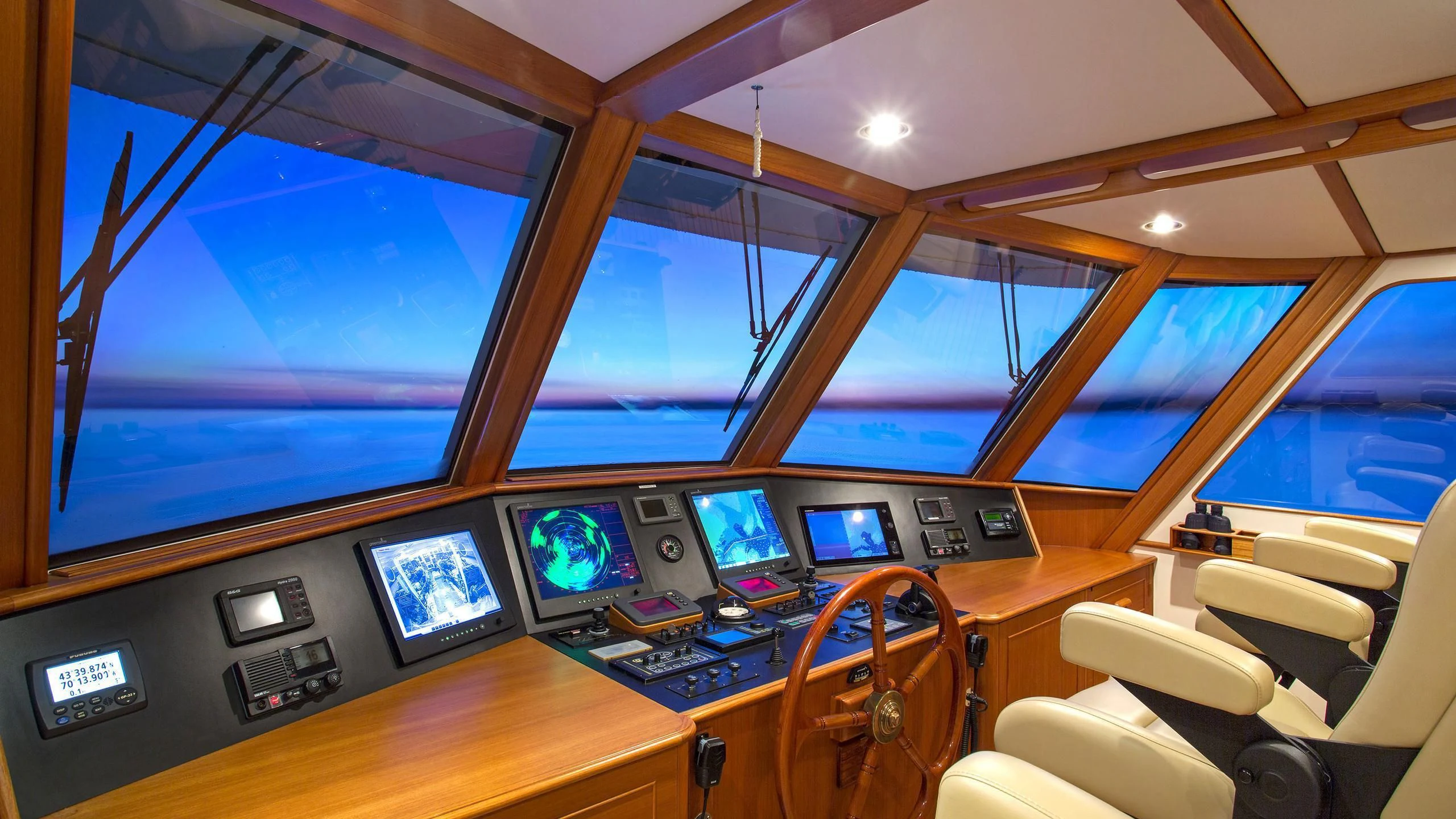 inside of a vehicle with monitors and monitors aboard SEA BOLD Yacht for Sale