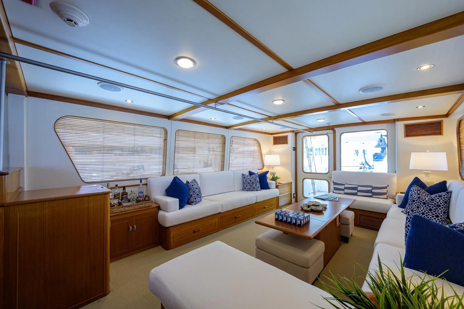 a living room with a couch and a television aboard SEA BOLD Yacht for Sale
