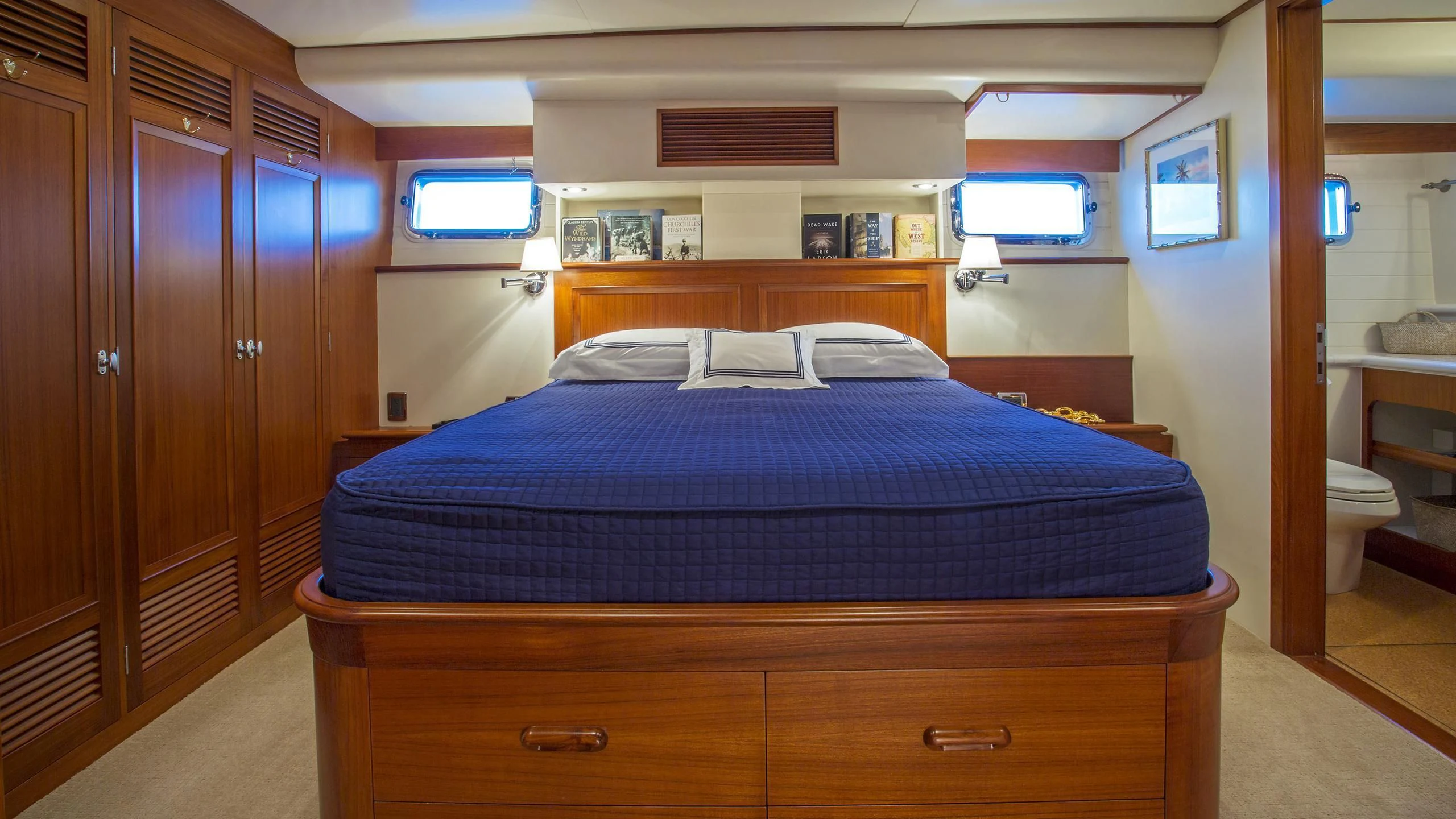 a bed in a room aboard SEA BOLD Yacht for Sale