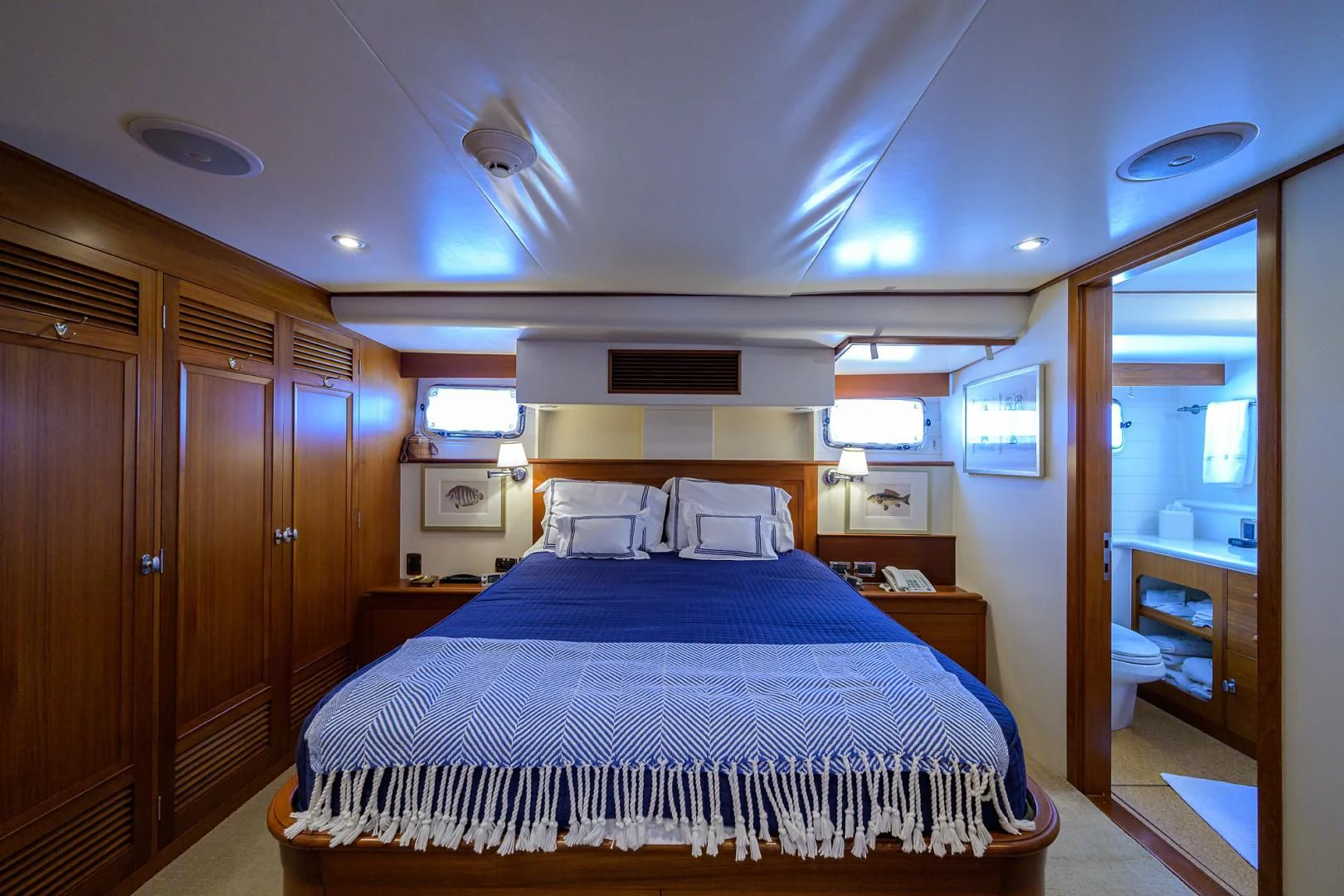 a bedroom with a large bed aboard SEA BOLD Yacht for Sale