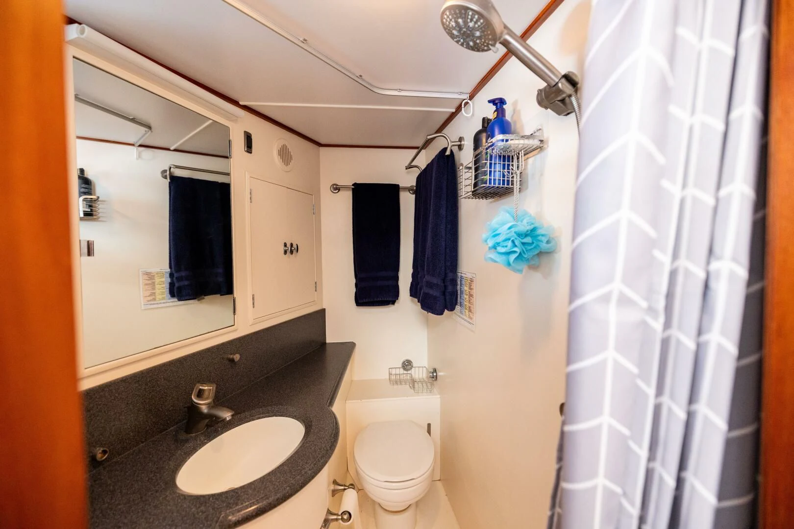 a bathroom with a sink and a toilet aboard SEA BOLD Yacht for Sale