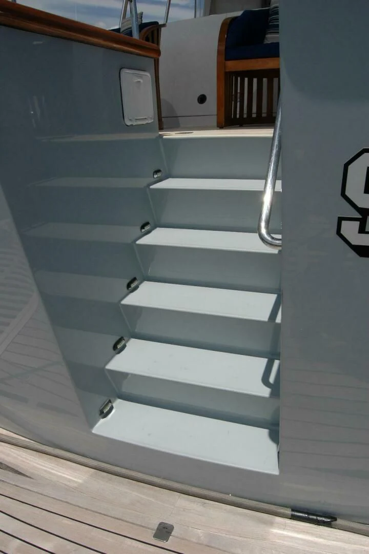 a close-up of some stairs aboard SEA BOLD Yacht for Sale