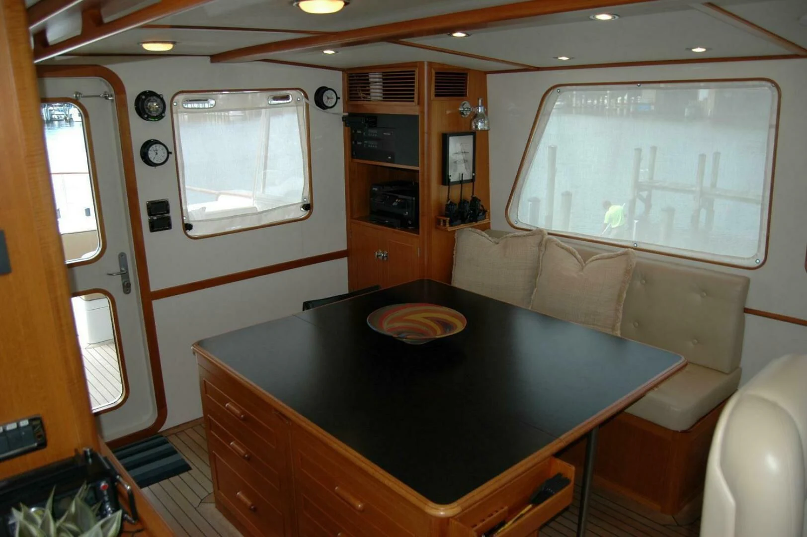 a kitchen with a black counter aboard SEA BOLD Yacht for Sale