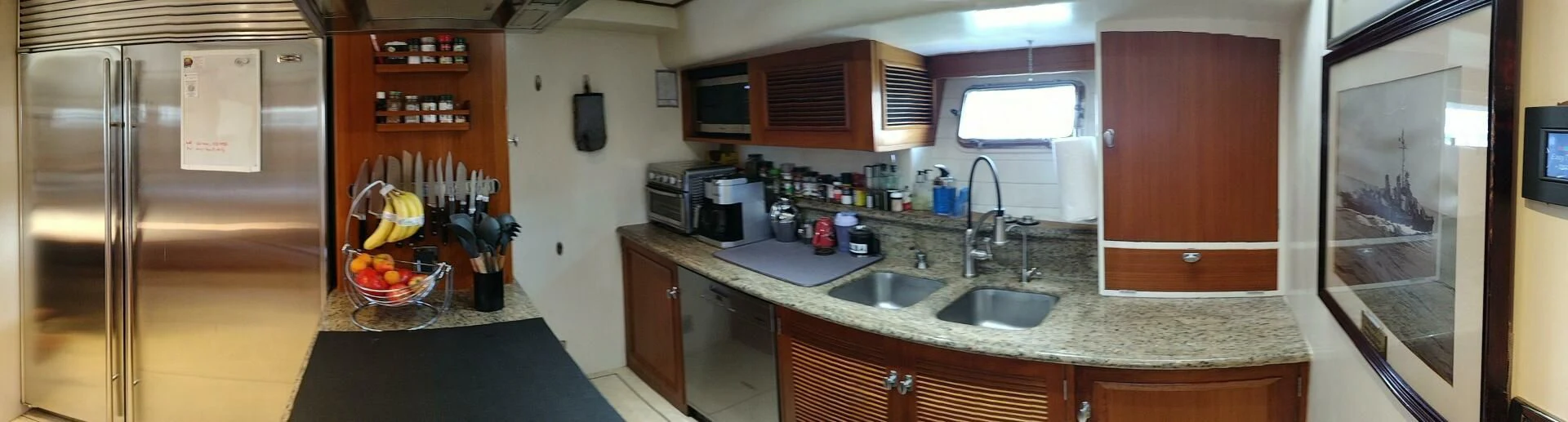 a kitchen with stainless steel appliances aboard SEA BOLD Yacht for Sale
