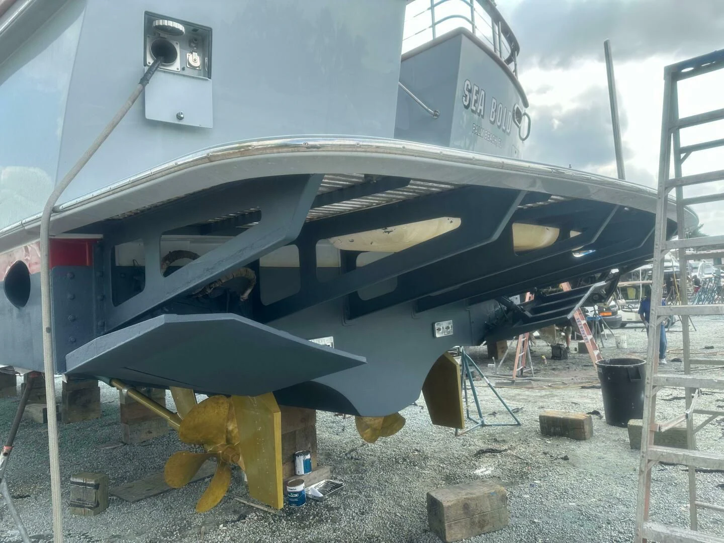 a large machine with a large piece of equipment on it aboard SEA BOLD Yacht for Sale